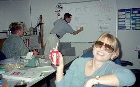 Hard at work: Boss is working hard outlining our next project... We are taking good notes...;-) 